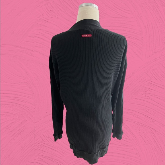 HARDTAIL HARD TAIL BLACK RIBBED CLASSIC CARDIGAN SWEATER M made USA - Picture 5 of 9